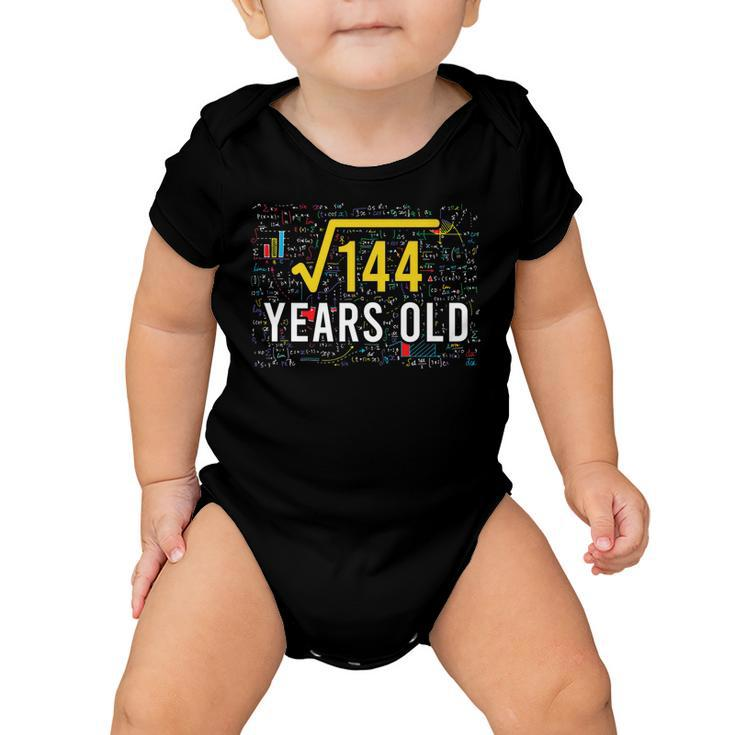 Square Root Of 144 12 Years Old 12Th Birthday Math Lovers Baby Onesie