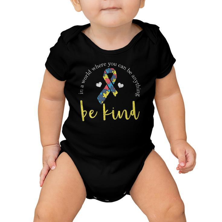 Womens Autism Kindness Ribbon Heart Support Autistic Kids Awareness V-Neck Baby Onesie