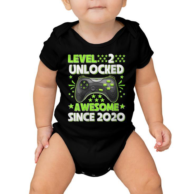 Womens Level 2 Unlocked Awesome 2020 Video Game 2Nd Birthday  Baby Onesie