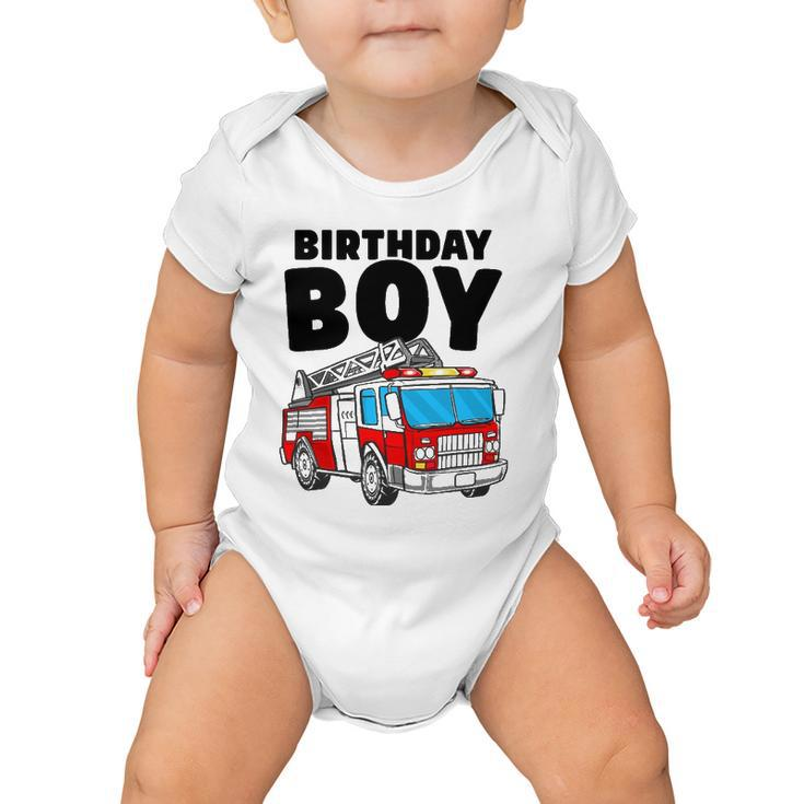 Birthday Boy Fire Truck Firefighter Fireman Birthday Crew Baby Onesie