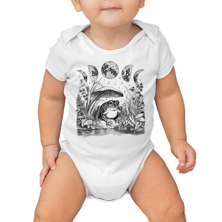 Cute Cottagecore Aesthetic Frog Mushroom Moon Witchy Vintage - Dark Academia Goblincore Witchcraft F Baby Onesie