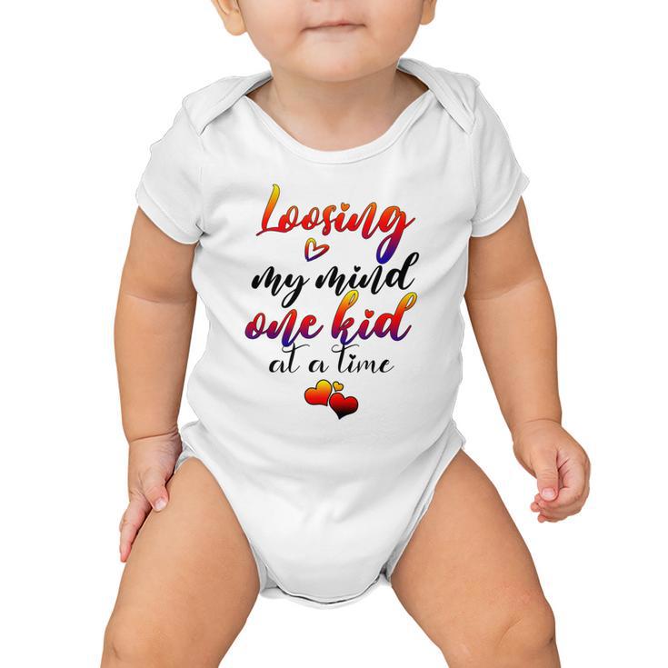 Cute Mom Loosing My Mind One Kid At A Time Mothers Day Gif Baby Onesie