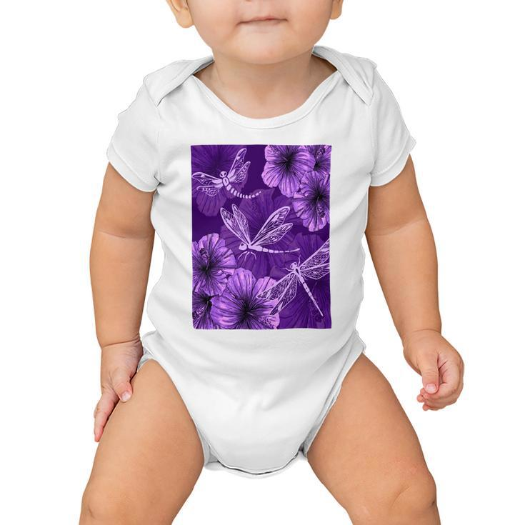 Dragonfly With Hibiscus Baby Onesie