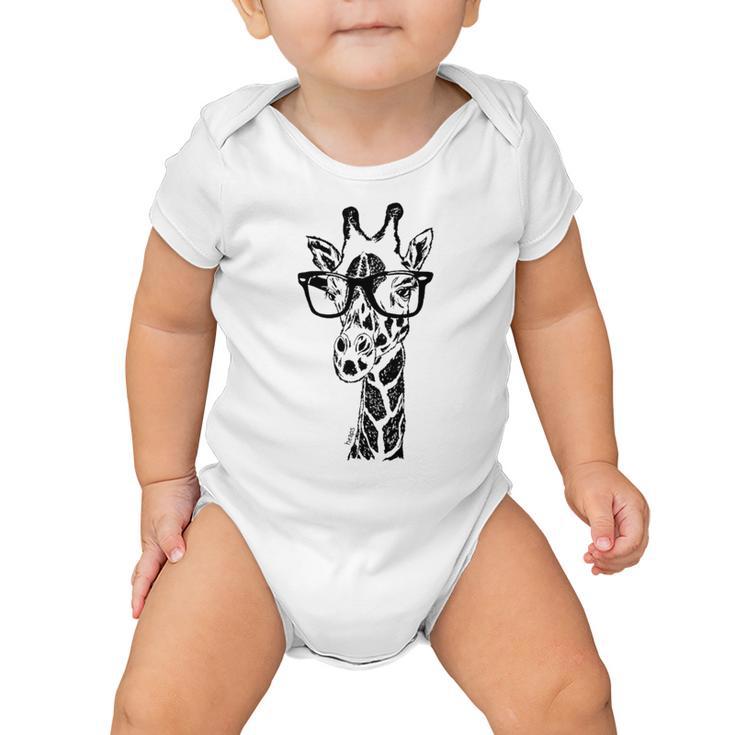 Giraffe With Glasses Baby Onesie