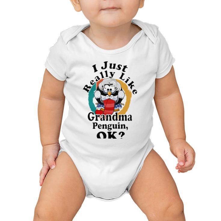 I Really Like Grandma Penguin Ok Baby Onesie