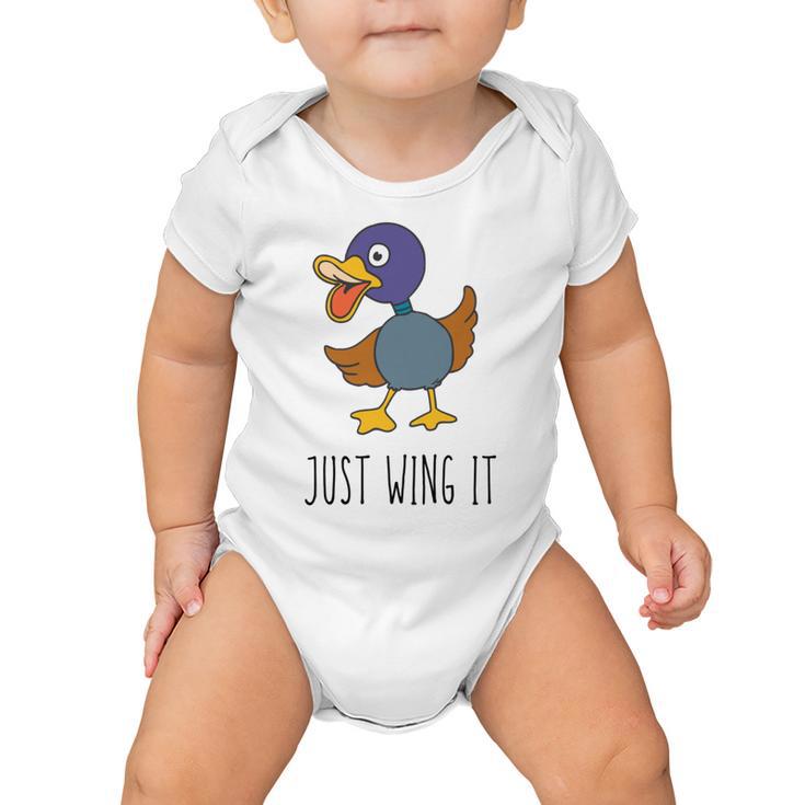 Just Wing It Duck Puns Quack Puns Duck Jokes Puns Funny Duck Puns Duck Related Puns Baby Onesie