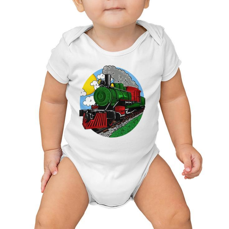 Kids Steam Locomotive Gift For Boys Or Girls Railroad Train Baby Onesie