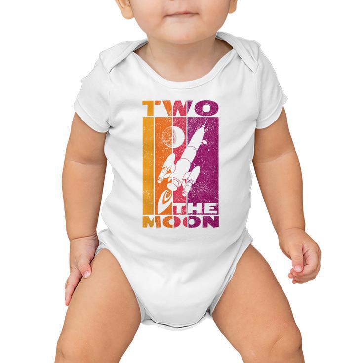 Kids Vintage Two The Moon 2 Year Old 2Nd Birthday Boys Girls  Baby Onesie