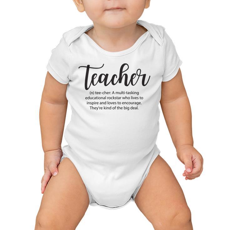 Teacher Definition Back To School Teacher Funny First Day Of School Teacher School Quotes Love Teaching Baby Onesie