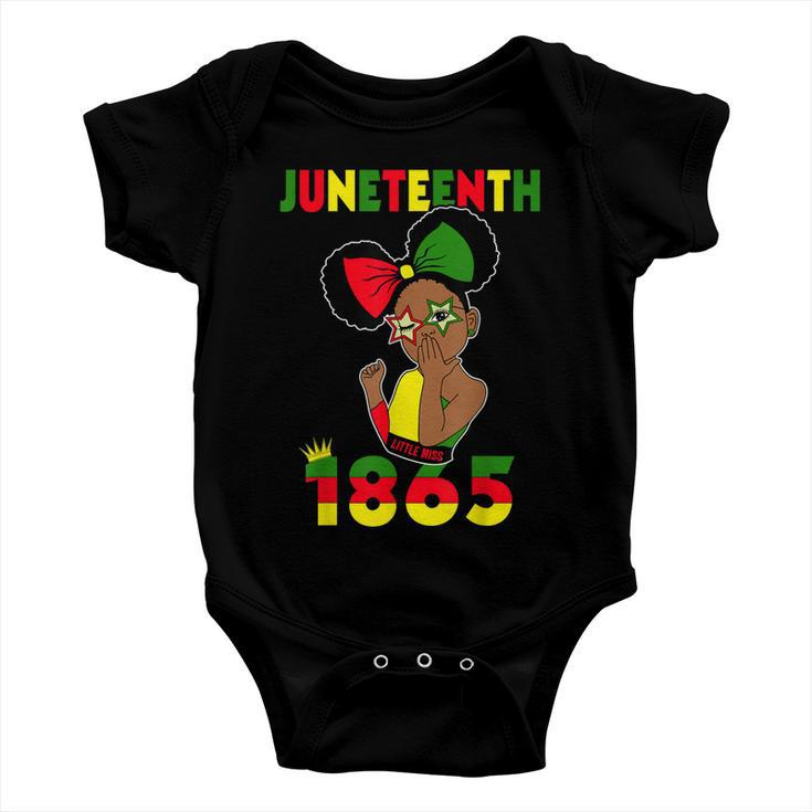 Cute Black Messy Bun Junenth Celebrating 1865 Girls Kids Baby Onesie