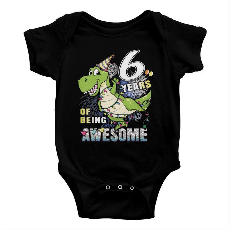 Kids Sixth Birthday Dinosaur For 6 Years Old Boys Dino 6Th Bday Baby Onesie