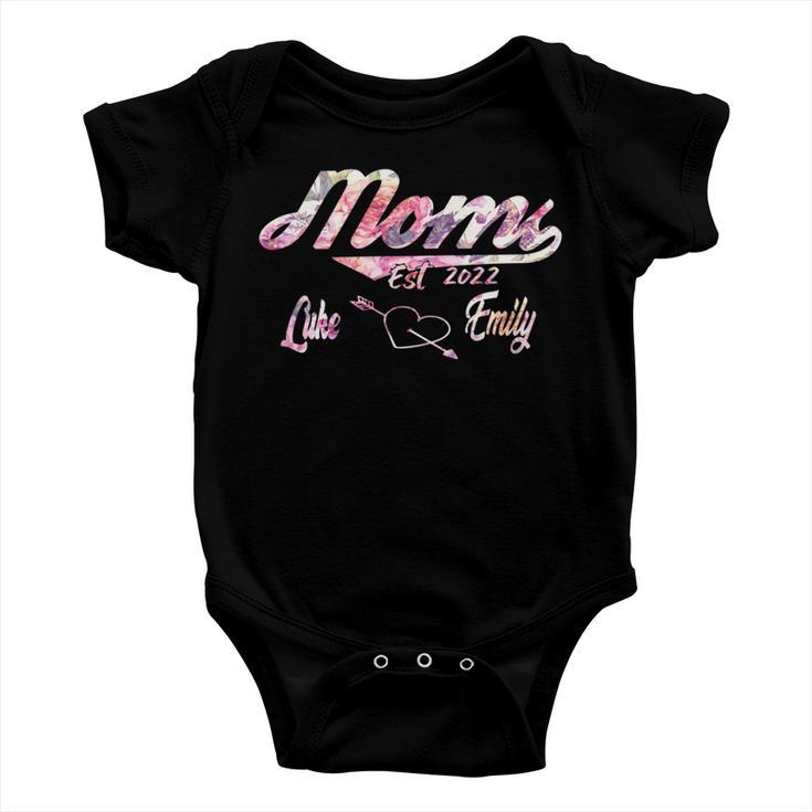 Mom Est 2022 Luke Emily Rainbow Baby Onesie