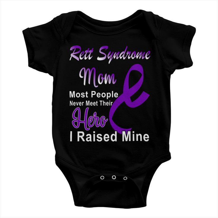 Rett Syndrome Mom Most People Never Meet Their Hero I Raised Mine Purple Ribbon Rett Syndrome Rett Syndrome Awareness Baby Onesie