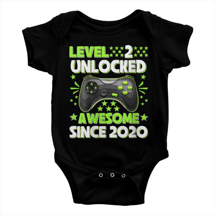 Womens Level 2 Unlocked Awesome 2020 Video Game 2Nd Birthday Baby Onesie