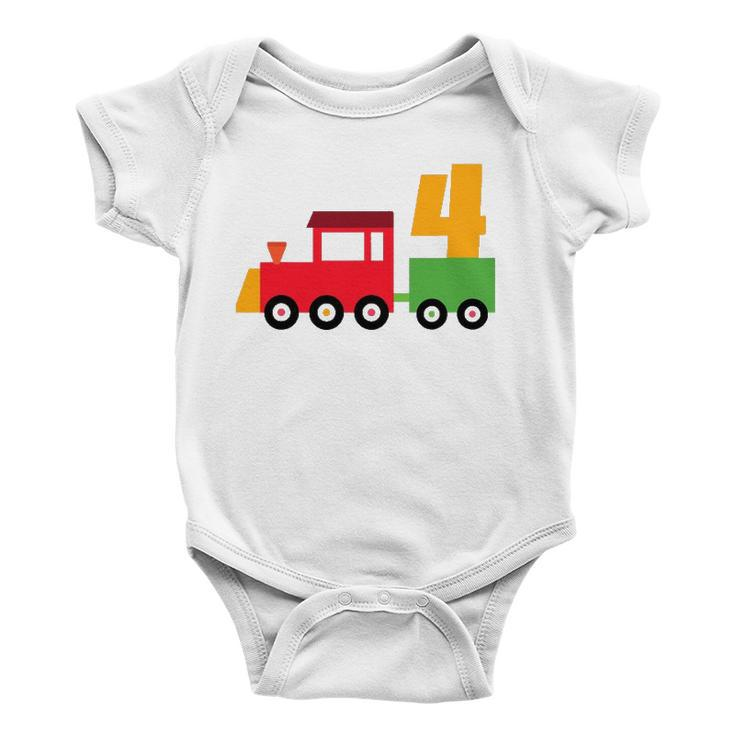 4Th Birthday Trains Theme Party 4 Years Old Boy Toddler Boys Baby Onesie