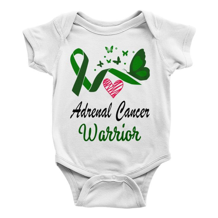 Adrenal Cancer Warrior Butterfly Green Ribbon Adrenal Cancer Adrenal Cancer Awareness Baby Onesie