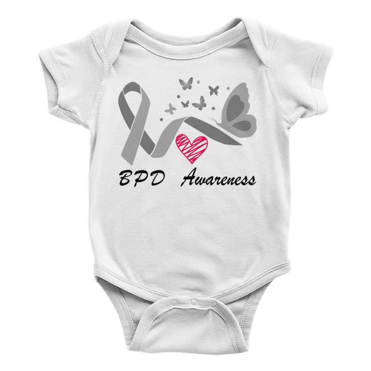 Borderline Personality Disorder Bpd Awareness Butterfly Grey Ribbon Borderline Personality Disorder Bpd Awareness Baby Onesie