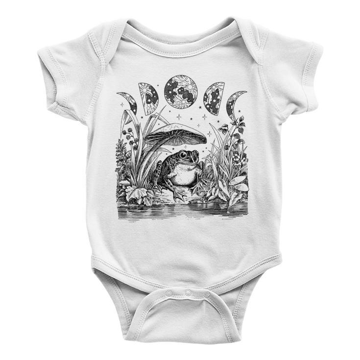 Cute Cottagecore Aesthetic Frog Mushroom Moon Witchy Vintage - Dark Academia Goblincore Witchcraft F Baby Onesie