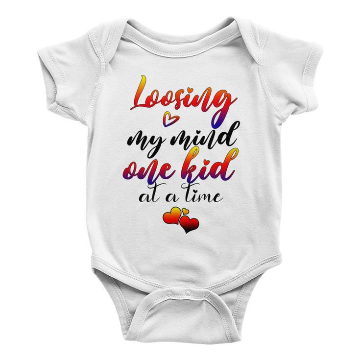 Cute Mom Loosing My Mind One Kid At A Time Mothers Day Gif Baby Onesie