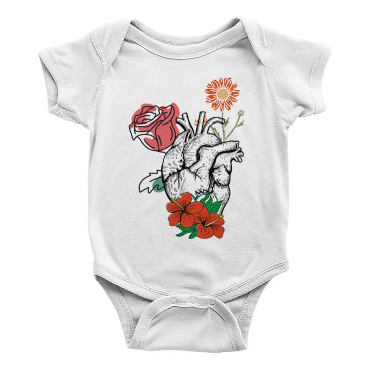 Flower Heart Spring Happy Baby Onesie