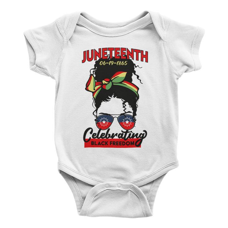 Free-Ish Juneteenth Celebrate Black Freedom Free-Ish 1865 Messy Bun Afro Mom Baby Onesie