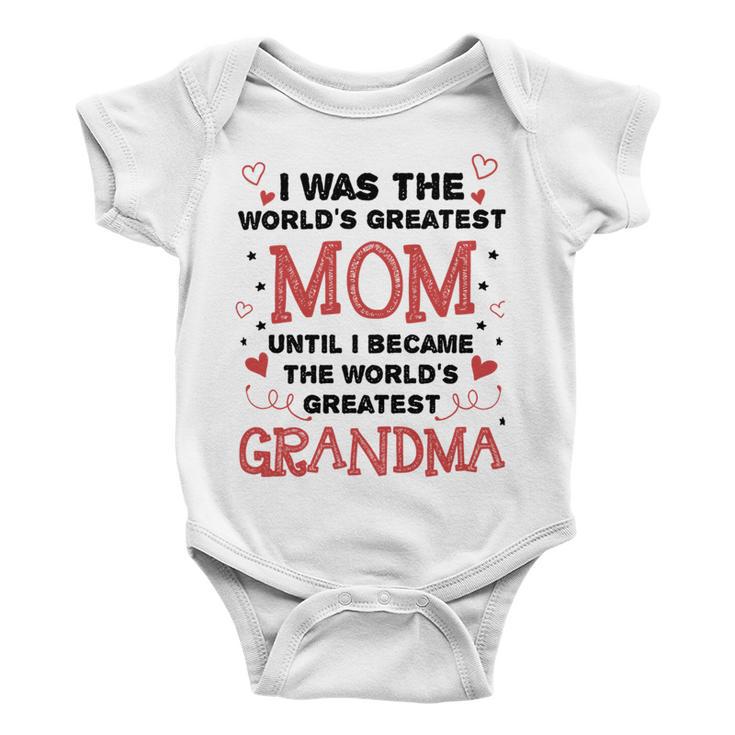 From Worlds Greatest Mom To Worlds Greatest Grandma 84 Trending Shirt Baby Onesie