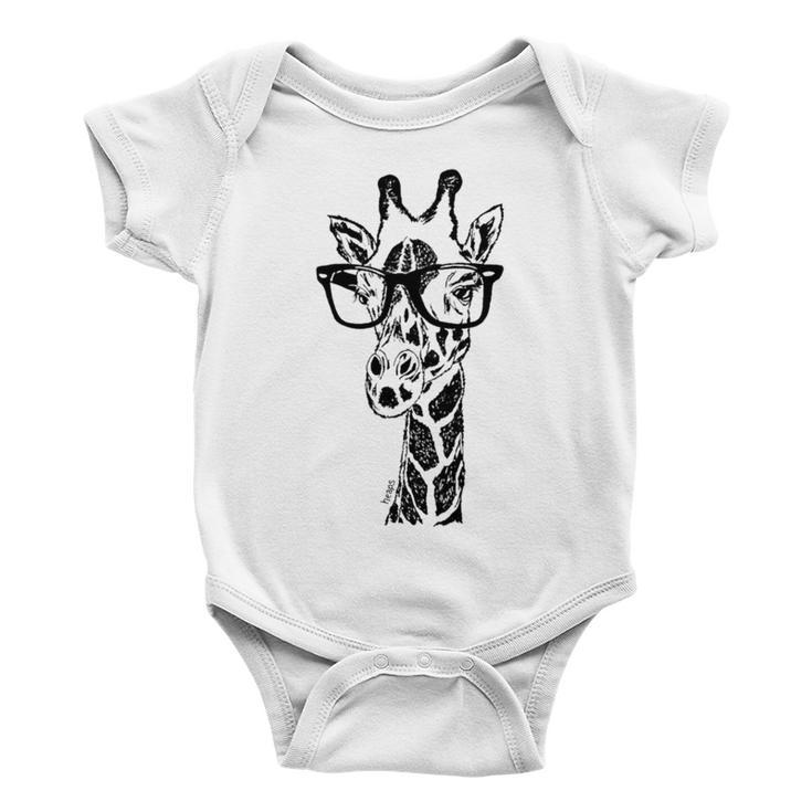 Giraffe With Glasses Baby Onesie