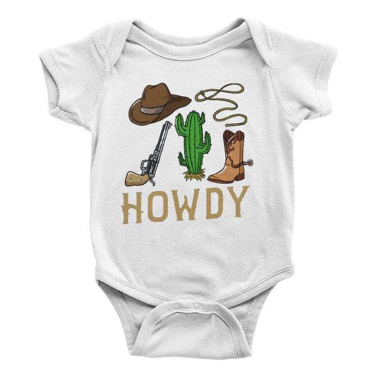 Howdy Cowboy Western Country Cowboy Hat Boots Baby Onesie