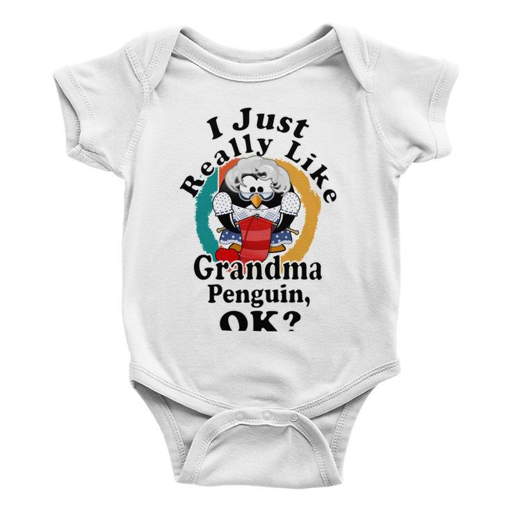 I Really Like Grandma Penguin Ok Baby Onesie