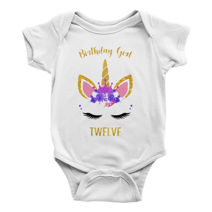 Kids 12Th Bday Outfit Unicorn Birthday Girl 12 Years Old Baby Onesie