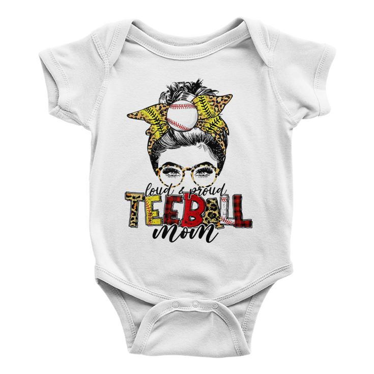 Teeball Mom Leopard Ball Mom Messy Hair Bun Mothers Day Baby Onesie