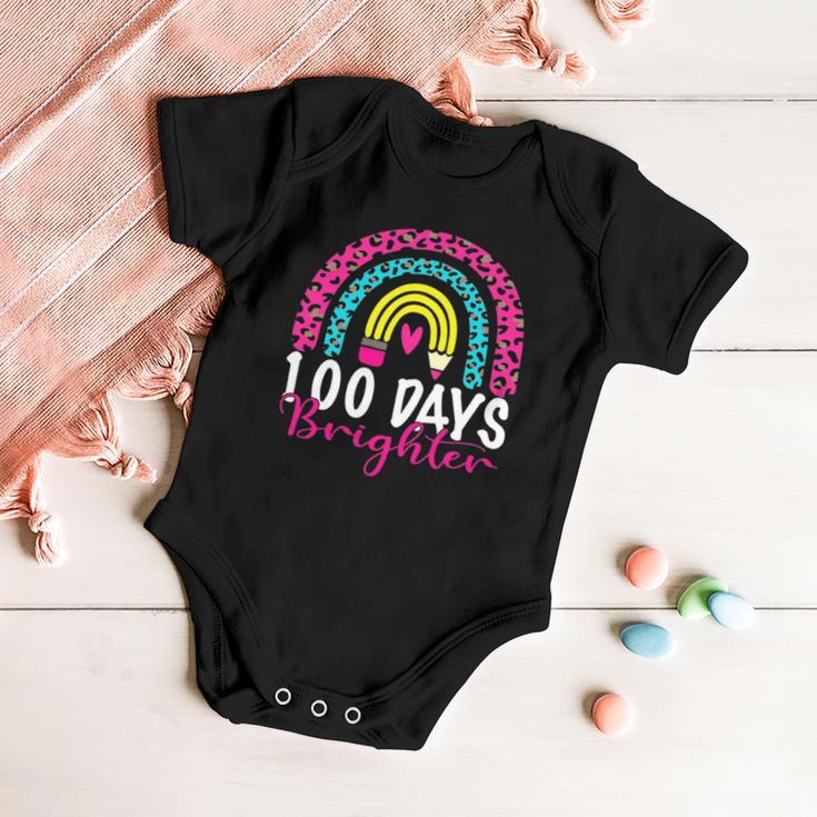 100 Days Brighter Teacher Student 100 Days Of School Rainbow Baby Onesie