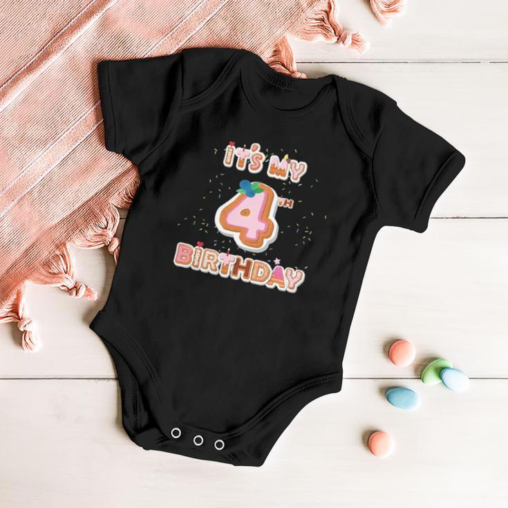 Its My 4Th Birthday Donut - 4 Years Old B-Day Girl Baby Onesie