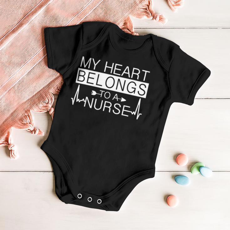 My Heart Belongs To A Nurse I Love My Nurse Valentines Day 253 Trending Shirt Baby Onesie