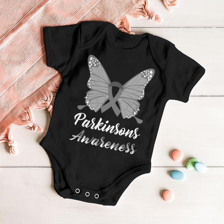 Parkinsons Awareness Butterfly Grey Ribbon Parkinsons Parkinsons Awareness Baby Onesie