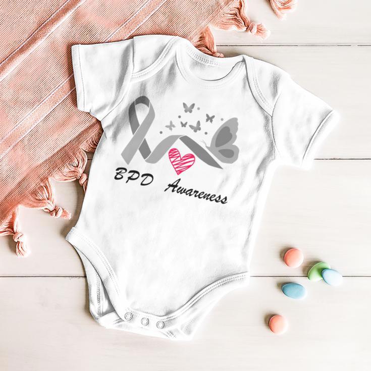 Borderline Personality Disorder Bpd Awareness Butterfly Grey Ribbon Borderline Personality Disorder Bpd Awareness Baby Onesie