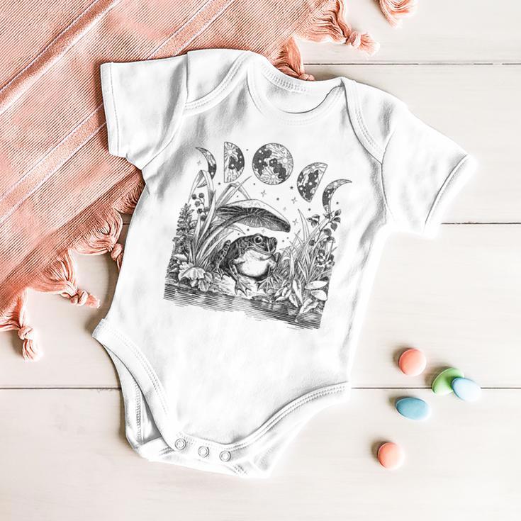 Cute Cottagecore Aesthetic Frog Mushroom Moon Witchy Vintage - Dark Academia Goblincore Witchcraft F Baby Onesie