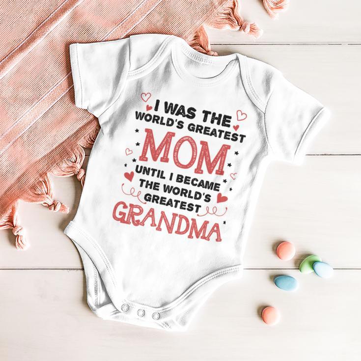 From Worlds Greatest Mom To Worlds Greatest Grandma 84 Trending Shirt Baby Onesie