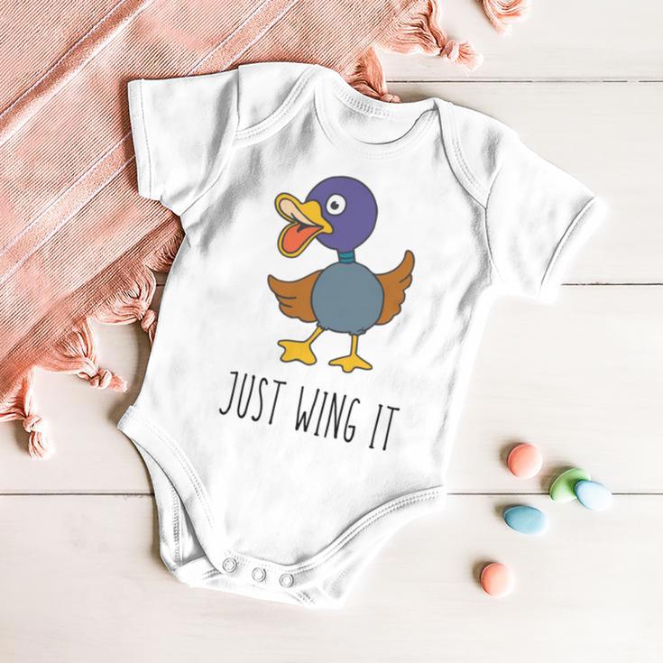 Just Wing It Duck Puns Quack Puns Duck Jokes Puns Funny Duck Puns Duck Related Puns Baby Onesie