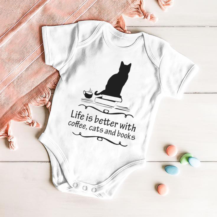 Life Is Better With Coffee Cats And Books 682 Shirt Baby Onesie