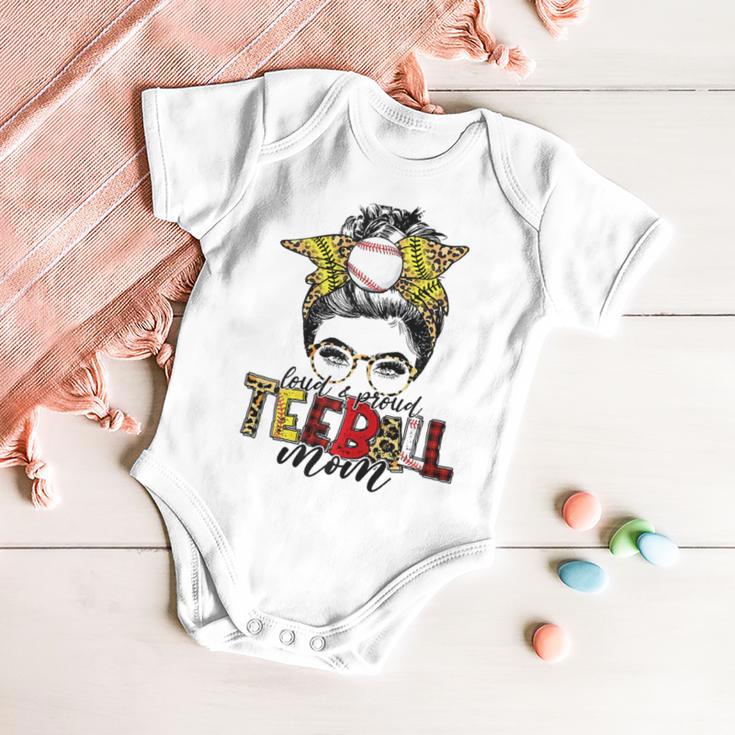 Teeball Mom Leopard Ball Mom Messy Hair Bun Mothers Day Baby Onesie