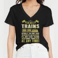 Ask Me About Trains Funny Train And Railroad Women V-Neck T-Shirt