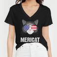 Cat American Flag Independence Day Mericat 4Th Of July Women V-Neck T-Shirt