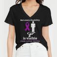 Every Disability Is Visible Aicardi Syndrome Awareness Purple Ribbon Aicardi Syndrome Support Aicardi Syndrome Awareness Women V-Neck T-Shirt