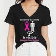 Every Disability Is Visible Eosinophilic Disease Awareness Pink Ribbon Eosinophilic Disease Eosinophilic Disease Awareness Women V-Neck T-Shirt