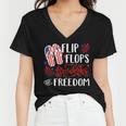 Flip Flops Fireworks And Freedom 4Th Of July V2 Women V-Neck T-Shirt