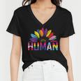Human Lgbtq Month Pride Sunflower Women V-Neck T-Shirt
