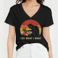 I Do What I Want Funny Black Cat Gifts For Women Men Vintage Women V-Neck T-Shirt