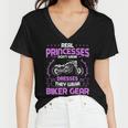 Motorcycle Real Princesses Wear Biker 483 Shirt Women V-Neck T-Shirt