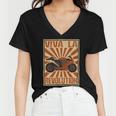 Motorcycle Retro Color Woodblock 482 Shirt Women V-Neck T-Shirt